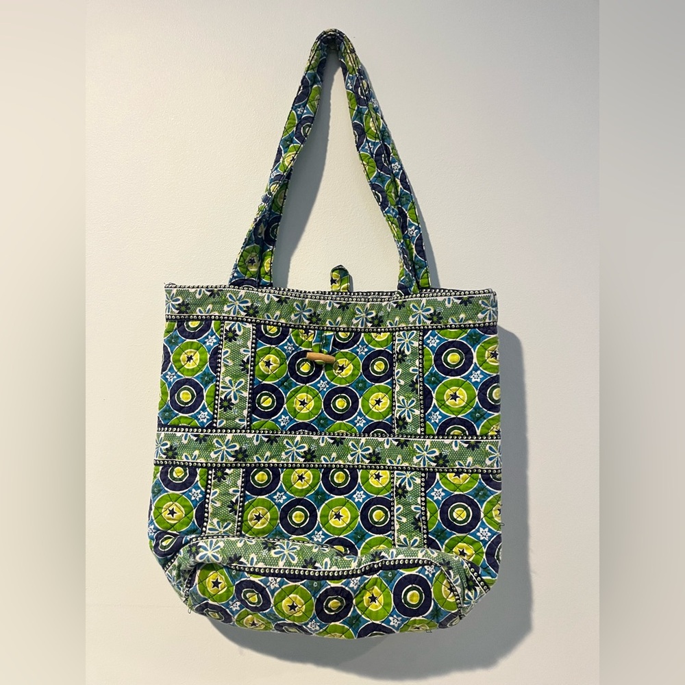 Tinsley Blake Collection Vibrant Green & Blue Women’s Quilted Tote Bag Mini Case